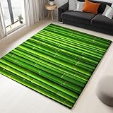 WHUOEUCO Teppich Kurzflor Modern 120x180cm Grüner Bambus Teppich Wohnzimmer Waschbar, Super Weich rutschfest Flauschig Teppiche für Schlafzimmer Esszimmer Kinderzimmer