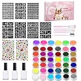 Gesichtsfarben Set,Wasseraktivierte Körperbemalung Mit Schablonen Pinsel | Schminkfarben Pinsel Schablonen Für Cosplay Kindergeburtstag Und Weihnachten