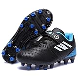 Mitudidi Laufschuhe Jungen Fußballschuhe Kinder Stollenschuhe Trainingsschuhe Multinocken Sportschuhe Outdoor rutschfest Atmungsaktiv Turnschuhe Schwarz 34