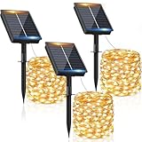 FIFlying Solar Lichterkette Aussen, 3x12M 120 LED Solarlichterkette Außen Wetterfest 8 Modi IP65 Wasserdicht Solar Lichterkette Outdoor für Balcony Garten Zaun Camping Hof Party Hochzeit