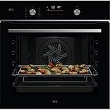 AEG OS6PB511AB Multifunktionsofen, 71 l, Pyrolytische Reinigung, 9 Funktionen, 45 automatische Programme, Thermo-Sonde, AirFry-Pfanne, LED-Display, WLAN-Konnektivität, Schwarz