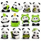 Panda Kuchen Dekoration, 12 Stück Miniatur Figuren Ornamente, Panda Kuchendeckel, Panda Gartenpuppe Dekoration, Für Gartendeko Kuchendeko Handwerk Party Geschenk
