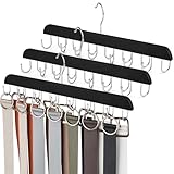 3 Stück Gürtelaufhänger, Gürtelhalter Kleiderschrank mit 14 Haken, 360° Drehbarer Stabiler Gürtelbügel, Platzsparender Gürtel Aufbewahrung für Krawatten, Gürtel, Schals, Tücher, Tanktops