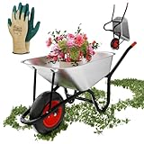 GARMIO® Schubkarre 85 Liter bis 160kg Tragfähigkeit Garten Bauschubkarre, Gummi-Luftreifen mit Felge - Wanne verzinkt, Hofkarre, Robustes Stahlgestell für Haus und Hof
