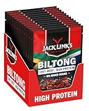 Jack Links Biltong Jerky Original – 12er Pack (12 x 40g) – Glutenfreier Fleisch Snack - High Protein Reiches Trockenfleisch für Gym, Fitness, Outdoor - Kalorienarme Protein Snacks - Rindfleisch Chips