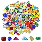 Bunt Mosaik Steine Mosaik Steine Bunt Glas Deko Steinchen Sortierte Quadratische Mosaiksteine zum Basteln Set für Heim Deko Fotorahmen Blumentöpfe Spiegel DIY Kunsthandwerk, ca. 200g