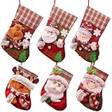 TAVADA Weihnachtsstrumpf,6 Stück Weihnachtssocken Süßigkeiten Geschenktüte,Nikolausstiefel zum Befüllen und Aufhängen für Weihnachtsdeko,Nikolaus Socke für Kinder Familien