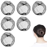 Haarnetze, Nylon, elastischer Rand, Netz-Design, dehnbar, für den täglichen Gebrauch, Dutt und Schlafen in gehäkelter Viskose, bequem und wiederverwendbar, für Damen und Mädchen, 6 Stück, Schwarz ,