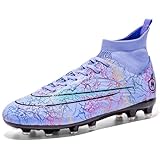 Biayphyne Fussballschuhe Kinder Kunstrasen Turf Fußballschuhe Hallenschuhe Für Jungen Mädchen AG TF Trainingsschuhe (068 Lila AG 36)