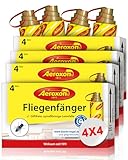 Aeroxon Fliegenfänger 16 Stück - Fliegenfalle Innenbereich, Klebestreifen, Giftfrei Obstfliegenfalle, inkl. Reißnagel zum Aufhängen
