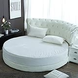 Neues Samt Rundbett Spannbettlaken Runde Form Winter Korallenfleece Bettlaken 200cm 220cm-Weiß, Rund 2.0M
