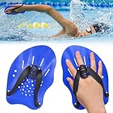 Zocipro 1 Paar Hand Paddles Schwimmen, Handpaddel zum Schwimmen, Schwimmpaddel mit verstellbaren Riemen ,Krafttrainingshilfe, Pool-Trainingsgerät, Zubehör für Erwachsene, Kinder, Unisex,Blau