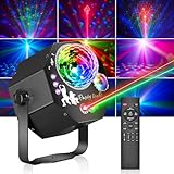 Vicalo 4 in 1 Disco Partylicht mit Discokugel, Musikgesteuerte DJ Disco Licht, RGB LED Par Strahler, Stroboskop Lichteffekte Partylicht für Hauspartys, Clubs, Halloween, Weihnachten