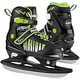 Rotayi Verstellbare Kinder-Schlittschuhe für Kinder Jungen Mädchen Alter 3-12 Jahre Komfort Futter Eislaufschuhe Dreifach-Sicherheits-Knöchelstütze Edelstahlklingen Grün