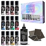 LÉBOZART Set mit 12 Farben UV Gel Nagellack semi-permanent für Airbrush – Nail Art – Airbrush Reiniger – Schablonen – hohe Pigmentierung – starke Haftung – natürlicher Effekt – leicht zu reinigen