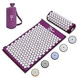 Akupressurmatte mit kissen für Massage & Schmerzlinderung [Das Original], Lila Nadelmatte Set zur Entspannung für Nacken, Rücken, Füße | Yantramatte, Stachelmatte für Meditation