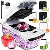 Gemüseschneider Spiralschneider Gemüsehobel - Gemüse Schneider Zwiebelschneider Kartoffelschneider Obstschneider - Vegetable Chopper Cutter Dicer (4-in-1 - Weiß)