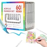 Niesel Filzstifte, Marker für Notizen | Set mit 60 Farben zum Malen auf Holz und Stoff – künstlerische Aktivitäten für Erwachsene und