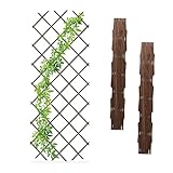 Relaxdays Rankgitter ausziehbar, 3er Set, 180x90 cm, Holz, Rankhilfe Kletterpflanzen, Holzgitter Wand, Spalier, braun