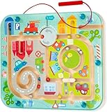 HABA Magnetspiel Stadtlabyrinth – Interaktives Lernspielzeug für Kinder ab 2 Jahren aus Holz – Fördert Konzentration, Geschicklichkeit & Feinmotorik – Erste Schritte im Straßenverkehr – 1301056001