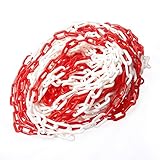 KATSU Absperrkette Kunststoffkette 50 Meter 6mm x 50m Warnung Sicherheit Parkplatz Hohe Sichtbarkeit Weiß und Rot für Menschenmengenkontrolle, Verkehr, Schlangenlinie 990944