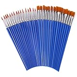 Prasacco 30 Stück Pinsel Set, 15 Runde Pinsel und 15 Flache Pinsel Kleine Künstlerpinsel Pinsel für Körper Gesicht Felsen Leinwand, Gemälde Liebhaber Kinder und Erwachsene zum Zeichnen Basteln (Blau)