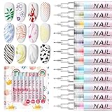 Saviland 12 Farben 3D Nagellack Stift: Hochwertiges Fineliner-Stift【Ultradünne Spitze】Nail Art Stifte Schnelltrocknend/Langlebig/Wasserfeste Nagelstifte für Nagelkunst Maniküre Malerei DIY Nageldesign