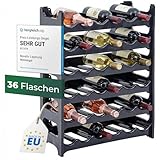 Novaliv Flaschenregal für 36 Flaschen aus Kunststoff Recycelt, erweiterbar, Weinregal stapelbar, Schwarz, Getränkeregal Flaschen Regalsystem, Regal für Getränke, Flaschenschrank, Spirituosen Regal