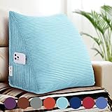 VERCART Rückenkissen Keilkissen Rückenlehne Kissen für Bett Sofa Kopfteil Gepolstert Bettkissen Wandkissen Sofakissen Groß Rueckenkissen Couchkissen Dekokissen Kordsamt 45cm Blau