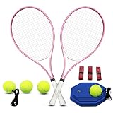 ZHUOKECE Tennisschläger für Erwachsene, 2 Spieler Erwachsene Freizeit Tennisschläger Set für Anfänger und Profi mit 4 Tennisbällen, 3 Overgrips, 1 Tennistasche (Rosa)