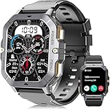 OUKITEL Smartwatch Herren, 2.02''HD Touchscreen Smart Watch mit Telefonfunktion, 5ATM Wasserdicht Fitnessuhr, 100+Sportmodi Sportuhr, 24 Std SpO2-Puls-Schlaf-Monitor Schrittzähler, Uhr für Android iOS