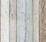 A.S. Création Papiertapete Il Decoro Tapete in maritimer Vintage Holz Optik 10,05 m x 0,53 m beige blau braun Made in Germany 899927 8999-27