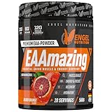 Engel Nutrition EAAmazing® | Hochdosiertes EAA & BCAA Pulver | 19 g Aminosäuren + Energy & Pump-Matrix | Muskelaufbau, Regeneration & Fokus | 560 g Dose | Vegan (560 g, Blood Orange (koffeinfrei))