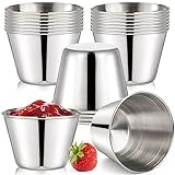 Bekith 20 Stück Kleine Dipschalen Edelstahl Saucenschälchen Metall Gewürzschal Servierschale Stapelbar Becher für Snacks Dips Dessert (75ML)