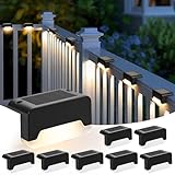 Solpex Solarlampen für Außen, 8 Stück Solar Decklichter für den Außenbereich, IP65 Wasserdicht für Außentreppen, Treppen, Zaun, Hof, Garten, Terrasse, Weg (Schwarz, Warmweiß)