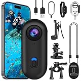 OBEST Action Cam 4K 360 Motorrad Helmkamera, Mini Bodycam POV Cam, Magnetsauge Vlog Camera, Unterwasserkamera 30m Wasserdicht WiFi Actionkamera 120°Weitwinkel, Multifunction Fahrrad Körperkamera