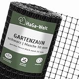 HaGa Gartenzaun aus Kunststoff - 1,2m Höhe | 1m Länge (Meterware) | schwarz | 30mm Masche - Stabiler Kunststoffzaun für Garten - Verwendung als Hundezaun, Hühnerzaun, Rankgitter, Kompostbegrenzung