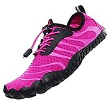 Wasserschuhe Badeschuhe Damen Herren Strandschuhe Schnell Trocknend Drainagelöcher Strand Schwimmschuhe Meeresschuh Surfschuhe Poolschuhe Unisex Barfußschuhe für Kajakfahren Fitnessstudio Lila EU40