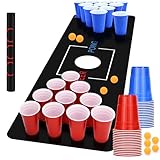 Jeinbuil Bierpong Becher Set Beer Pong Becher Enthält 32 Becher (500ML) +8 Tischtennisbälle+Tischmatte Beerpong Partybecher für Party Camping Geburtstag Hochzeit