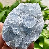 JUKUCKV Rohkristall, natürlicher blauer Celes-Kristall, Cluster, Mineralexemplar für Dekoration, Hochzeitsdekoration, Aquarium