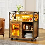 Lvifur Sideboard Wohnzimmer mit 360° drehbare Rollen,Kommode Holz mit 24 Farbige LED-Leuchten,Aufbewahrungsschrank Buffetschrank für Küche,Esszimmer