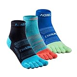AONIJIE 3er Pack Sportsocken Athletic Five Toe Socken für Herren Damen Laufen Wandern Wicking Crew Low Cut S M L Größen, 3 Packungen Mid Cut-M Größe, Medium