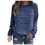 jieGorge Bedruckter Buchstaben-Top, Damen, lange Bluse, Halsärmel, Sweatshirt, Damenbluse, Shirts für Damen