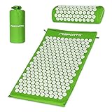 Akupressurmatte Premium, Akupressur Set - inkl. Akupressurmatte, Kissen, Tasche & Workout App, Bezug aus 100% Baumwolle, Lösung von Verspannungen I Massagematte (Lindengrün)