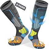Reamphy 2 Paar Skisocken Merino Wollsocken Thermosocken für Herren Damen, Atmungsaktiv Kompressionsstrümpfe Warme Stützstrümpfe Kniehoch Dicke Kompressionssocken für Wintersport, Snowboard, 39-42