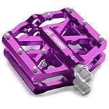 LYCAON Fahrradpedale, Rennrad/Mountainbike MTB Pedale, 3 Lager CNC Aluminiumlegierung rutschfeste 9/16'' CR-MO Spindel Fahrrad Pedal, BMX Mountain Road Bike Anti-Rutsch Flachpedale (Violett)