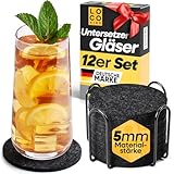 Untersetzer Gläser aus Filz 12er Set - Filzuntersetzer rund in grau - Untersetzer für Getränke, Tassen und Glas, Tischuntersetzer, Glasuntersetzer, Getränkeuntersetzer, Coasters for glasses, Loco Bird
