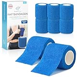 Health Press® Selbstklebender Verband – 8x Pflaster Rolle (5cm x 4,5m) – Haftbandage Selbstklebend – Elastische Bandage – Wasser-, Staub-, Fett- & Schmutzabweisendes Verbandsmaterial (Blau, 8 Rollen)