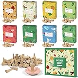 Scent-Hi Räucherkegel 120st, Gemischte Düfte Räucherkerze für Aromatherapie Luftreinigung mit Räucherstäbchenhalter, Apfelkuchen, Vanille und Minze...
