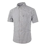 RUITOTP Trachtenhemd Herren Kariert Hemden Herren Kurzarm Hemd Casual Regular Fit Trachtenhemd Tracht Kurzarm Herrenhemden Trachtenhemden Trachtenshirt Baumwolle Karohemd